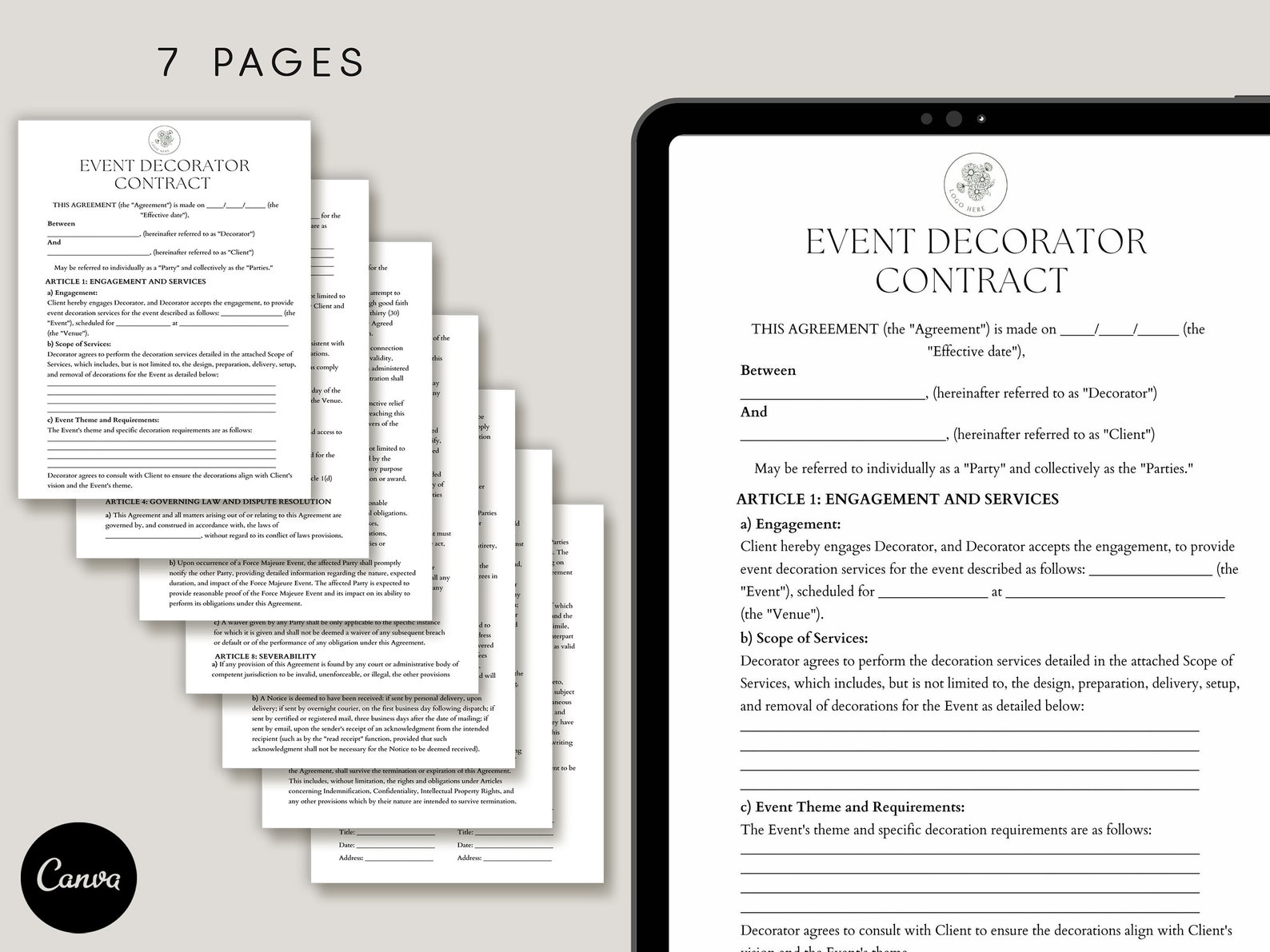 Event Decorator Contract Template, Event Decorator Service Agreement ...