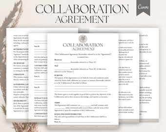 Bearbeitbare Kooperationsvereinbarung, geschäftliche Zusammenarbeit, Projektkoarbeitsvereinbarung, Partnerschaftsvereinbarung, Partnerschaftsbedingungen, Canva