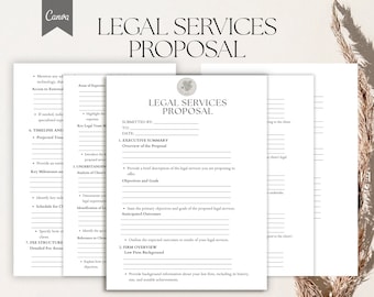 Sjabloon voor voorstel voor juridische dienstverlening, voorstelformulier Pdf, Canva