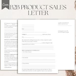 Plantilla de carta de venta de productos B2B, PDF, Canva