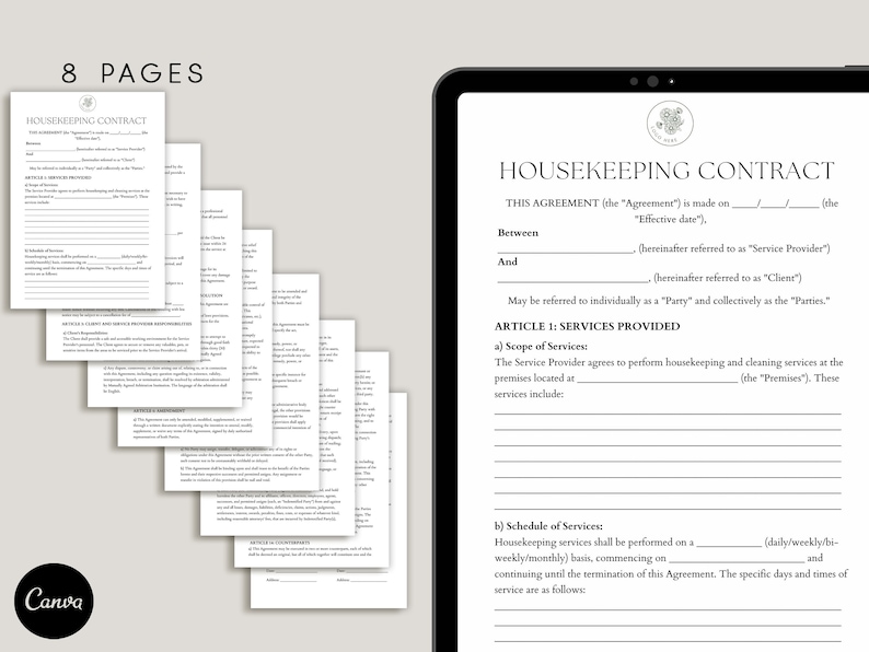 Housekeeping Contract Template Housekeeping Services Agreement Maid Housekeeping Contract Template Housekeeping Services Agreement Maid