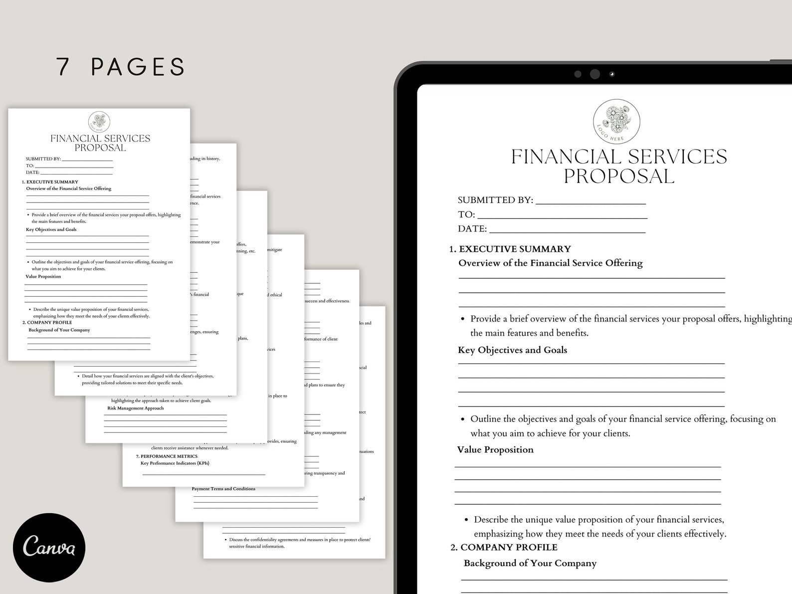 Financial Services Proposal Template, Editable Financial Services Form ...