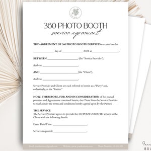 360 Photo Booth Contract Template, 360 Photo Booth agreement Template, Video Booth Rental services Agreement Terms a,d Conditions ,Canva