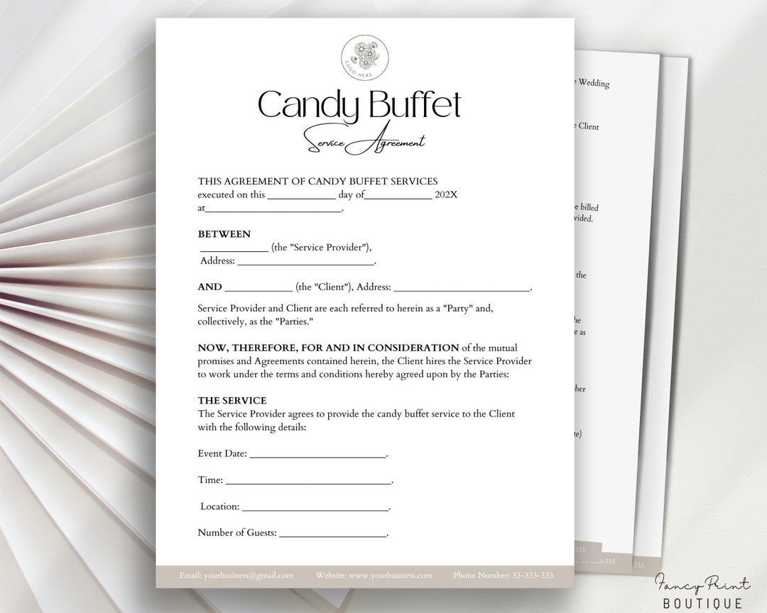 Candy Buffet Contract Template, Candy Buffet Services Contract