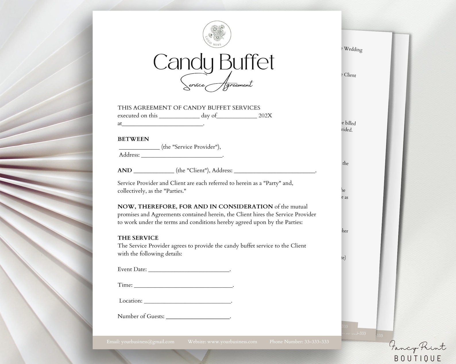 Candy Buffet Contract Template, Candy Buffet Services Contract ...