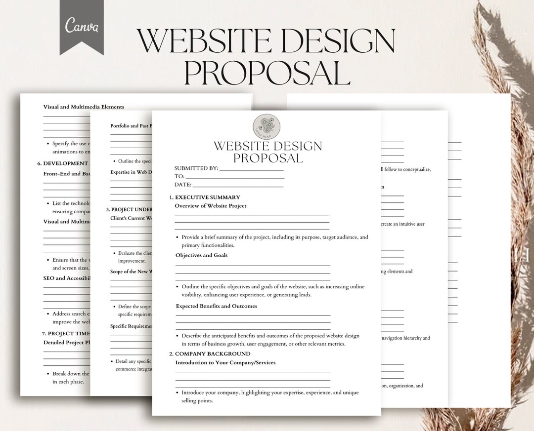 Website Design Proposal Template, Website Design Proposal Form, Website ...
