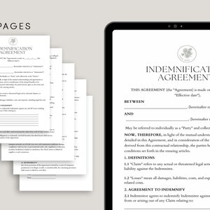 Indemnification Agreement template, Hold Harmless Agreement, Liability Release forms, General Release Form, Waiver of Liability ,Pdf, Canva image 2