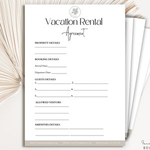 Editable Short Term Rental Agreement Template, Vacation Rental agreement, Short-Term Vacation Rental Template ,Short Term Lease Agreement