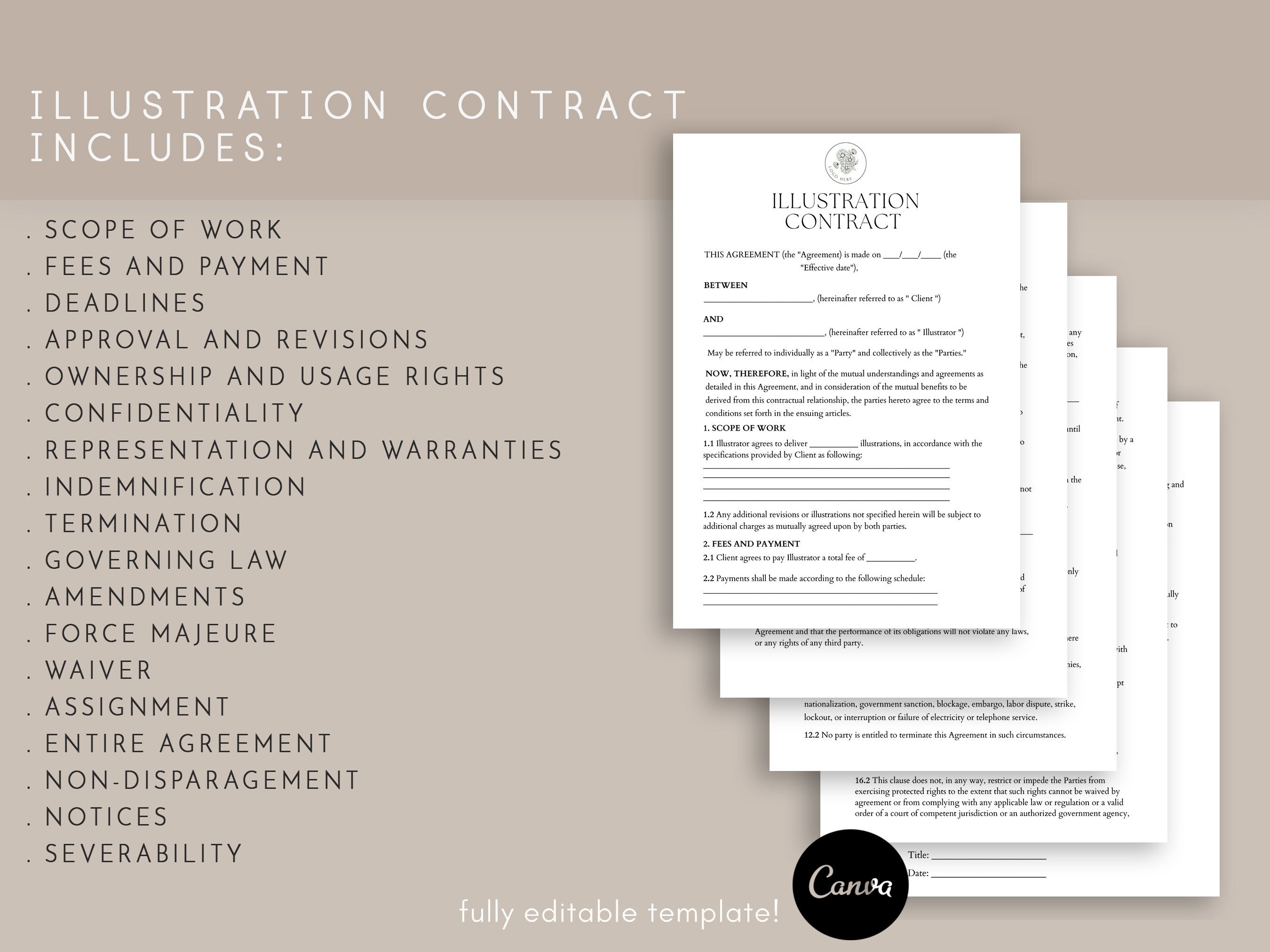 Illustration Contract Template, Freelance Illustrator Agreement Illustration Contract Template, Freelance Illustrator Agreement