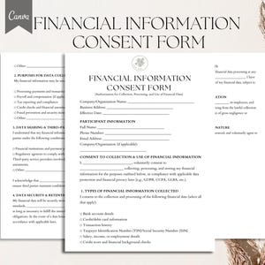Financial Information Consent Form template PDF, Canva