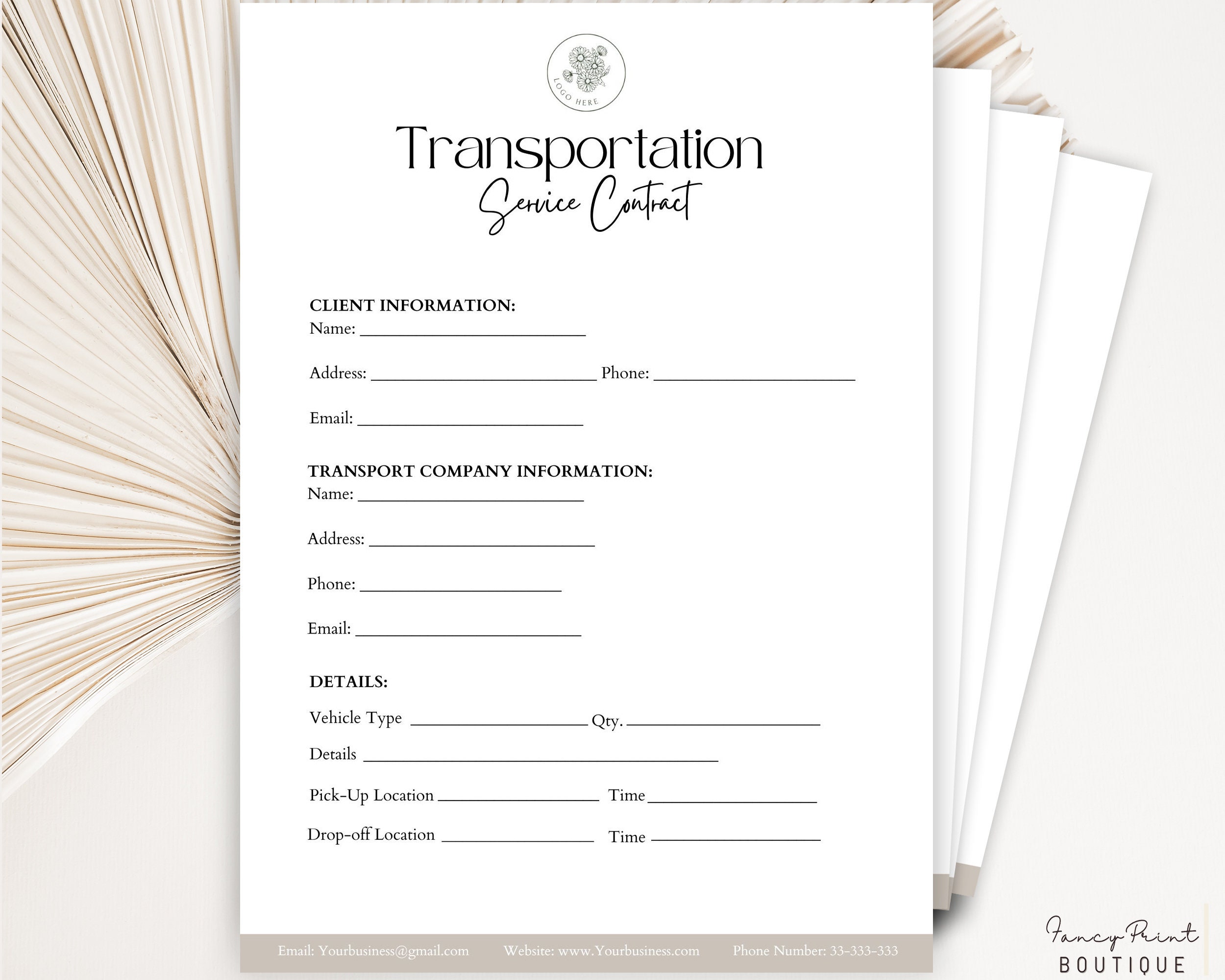 Transportation Service Agreement, Editable Event Transportation Transportation Service Agreement, Editable Event Transportation