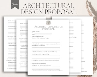 Architectural Design Proposal Template, Architecture Proposal form, Architecture Project, Pdf,Canva