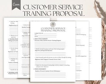 Customer Service Training Proposal, Proposal Template, Employee development, Pdf, Canva