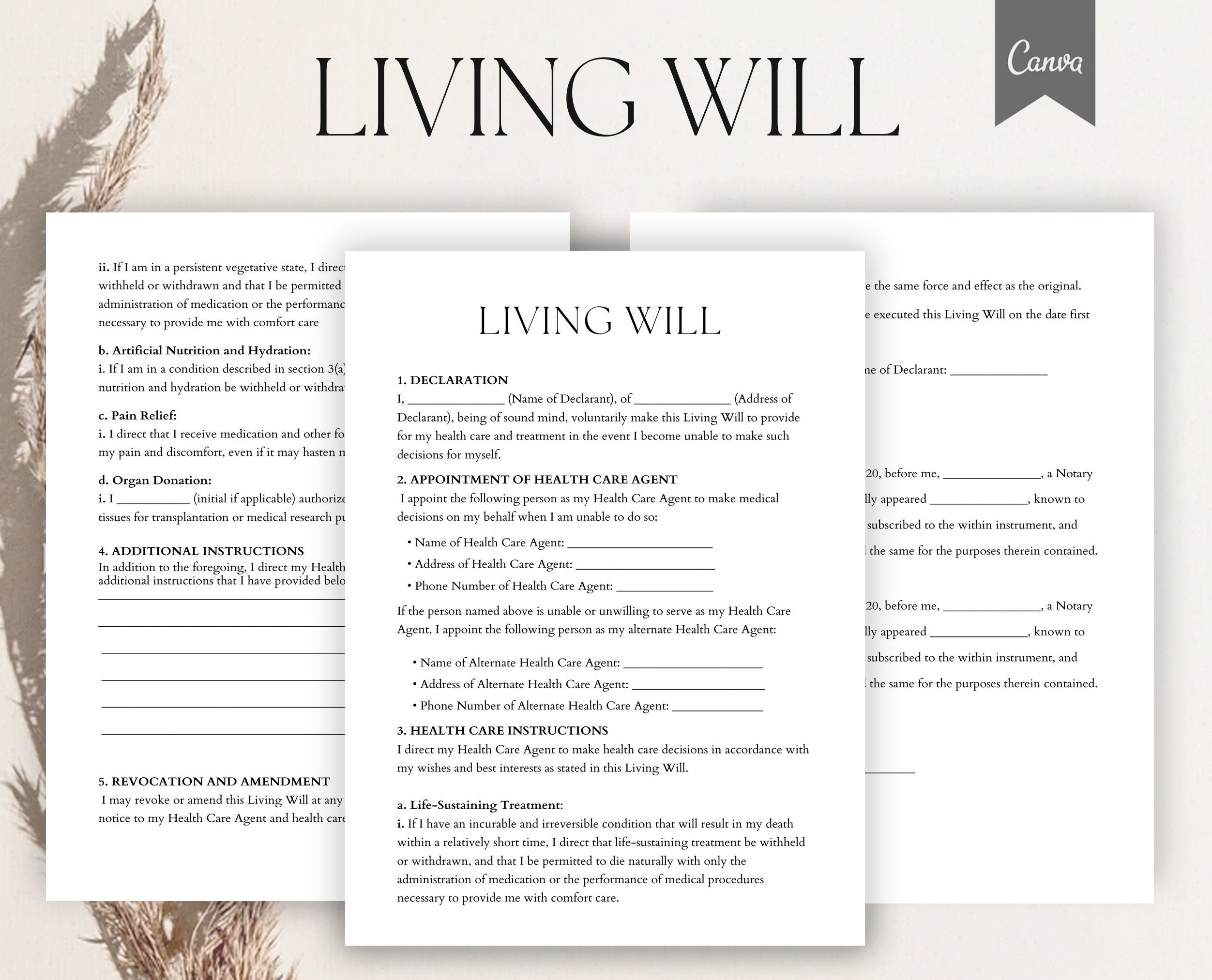 Editable Living Will Form Living Will Template Living Will 