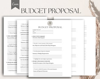 Budget Proposal, Project Budgeting form, Financial proposal template, Pdf, Canva