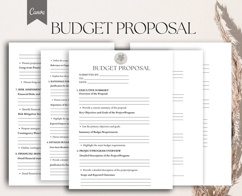 Budget Proposal, Project Budgeting form, Financial proposal template, Pdf, Canva image 1