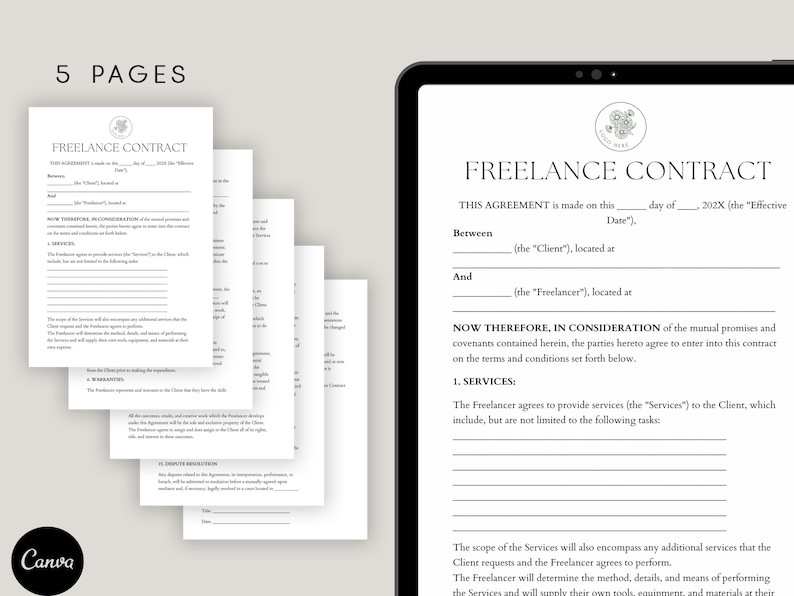 Photo inspiration: Visual Reference: Freelance Contract Template Editable Contract For Freelancers