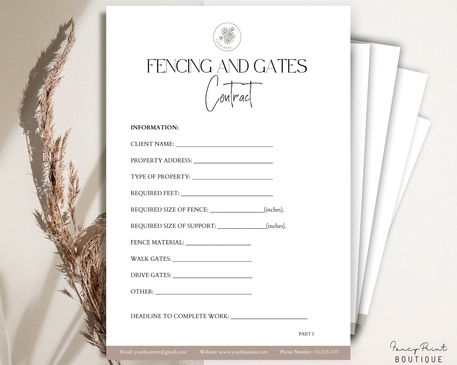 Fencing Contract Template Fencing and Gates Install - Etsy
