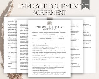 Editable Employee Equipment Agreement, Workplace Equipment Contract Template, Employment Equipment Terms, Equipment Contract Pdf,Canva