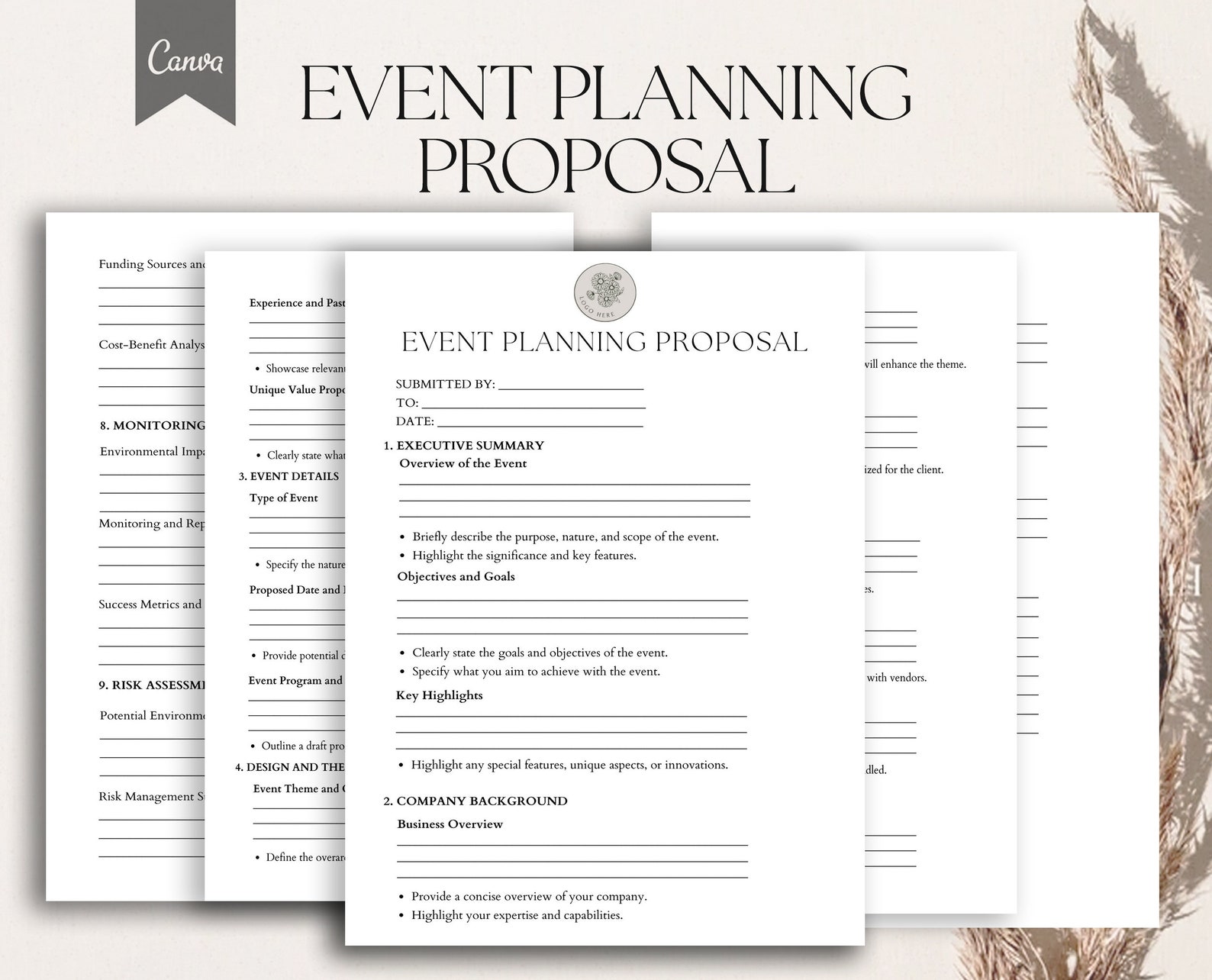 Proposal Column Order Event Planning Proposal Template, Event Planning Services Form, Event ...