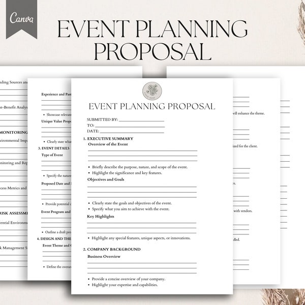Plantilla de propuesta de planificación de eventos, formulario de servicios de planificación de eventos, propuesta de evento, Pdf, Canva