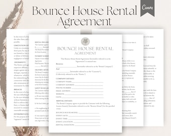 Bounce House Rental Contract Agreement Template, Editable  Inflatables Rental Contract , Inflatable Rental Agreement Pdf, Canva