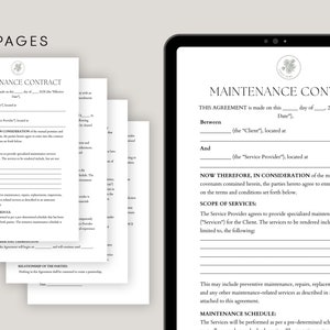 Maintenance Contract Template, Editable Maintenance Contract, Service