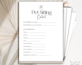 Editable Pet Sitting Contract Template, Pet Sitting agreement, Pet sitting Client forms Contract, Editable Pet Sitting Form Canva