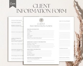 Client Information Form Template,New Client Registration Form Pdf, Canva