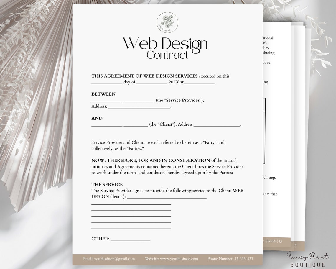 Editable Web Design Contract Template, Editable Website Design Editable Web Design Contract Template, Editable Website Design
