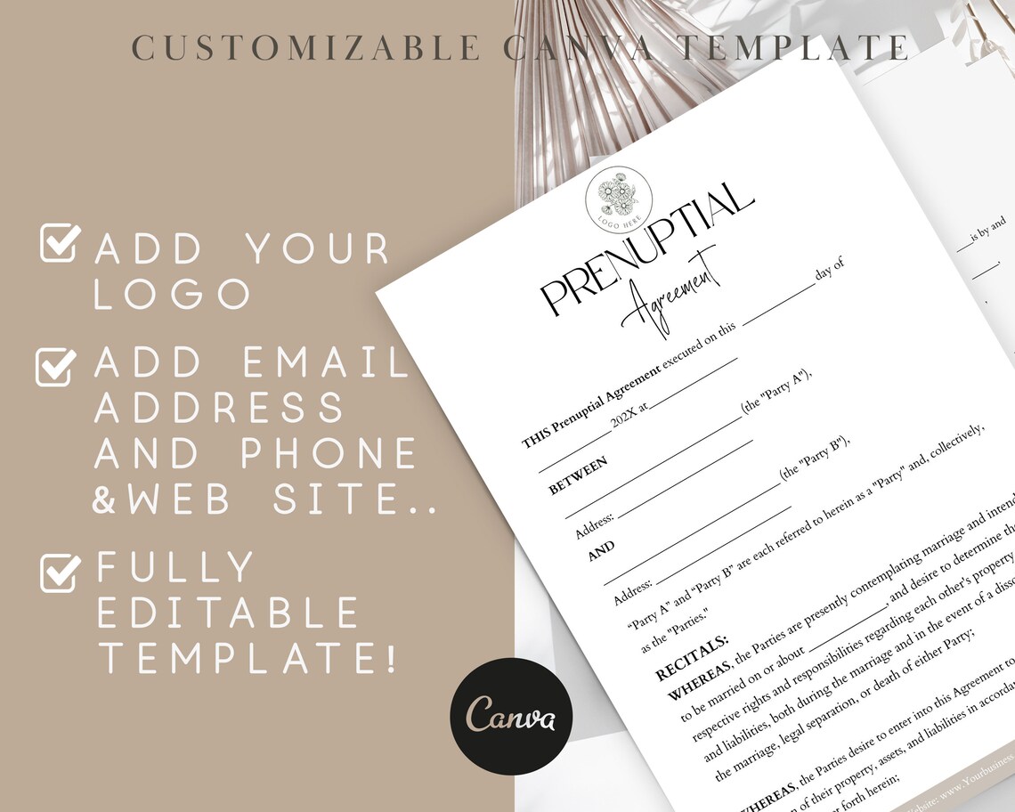 Prenuptial Agreement Template Antenuptial Agreement Editable Prenup Prenuptial Agreement Template Antenuptial Agreement Editable Prenup