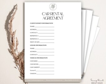 Editable Car rental agreement, Vehicle rental agreement, Car Rentals contract, Car lease agreement, Auto rental agreement , Contract Canva
