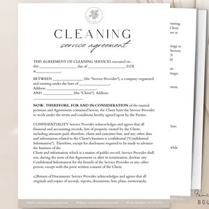 Editable Cleaning services agreement,Cleaning Contract,Cleaning services contract, Commercial,Residential cleaning agreements,CANVA Template