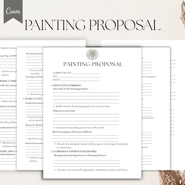 Painting Proposal Template, Painting Project Proposal Form Pdf, Canva