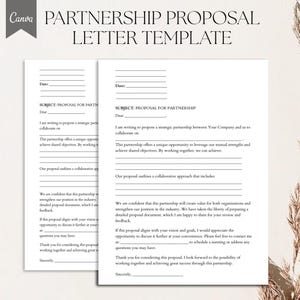 Plantilla de carta de propuesta de asociación, PDF, Canva