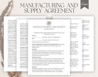 Manufacturing and Supply Agreement, Manufacturing Agreement, Production Supply Agreement, Production Agreement Pdf, Canva