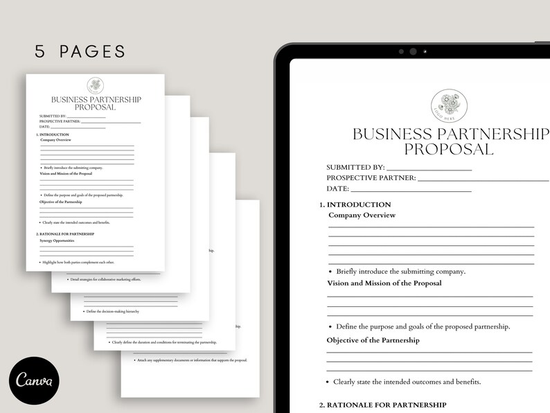 Business Partnership Proposal Template, Partnership Proposal Form ...