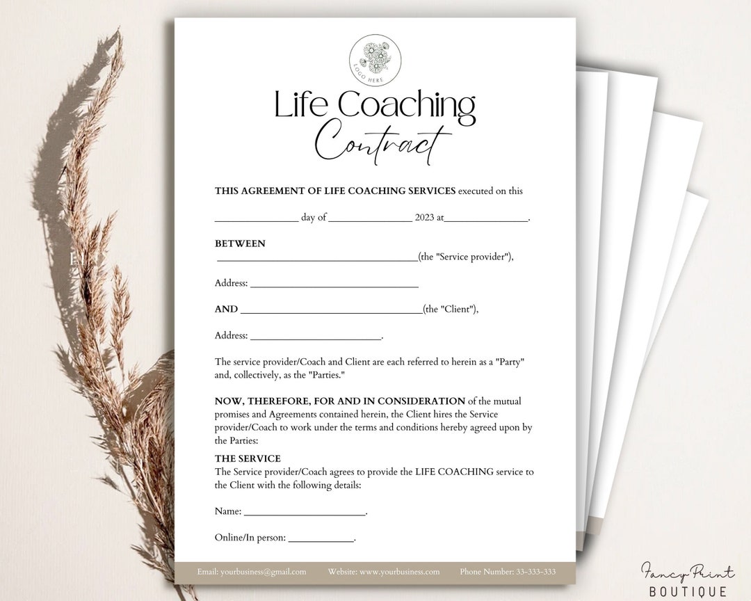 Editable Life Coaching Contract Template, Coaching Services Agreement Editable Life Coaching Contract Template, Coaching Services Agreement