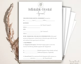 Editable Inflatable Rental Agreement, Inflatable Rental Contract, Bounce House Rental, Editable Agreement, Inflatable Rental foms ,Canva