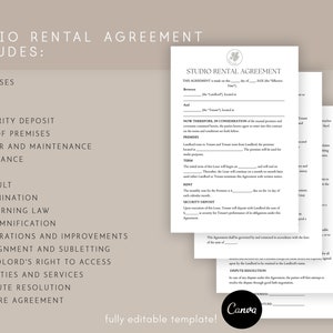 Editable Studio Rental Agreement Template, Studio Lease Agreement ...