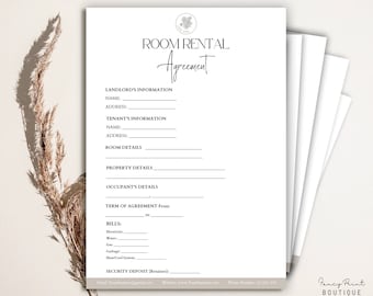 Room Rental Agreement Template, Room Renting Contract, Sublease Agreement, Room Rental form, Room Rental Contract, Rental Agreement