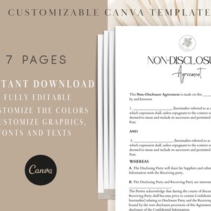 Non-Disclosure Agreement Template, Contractor NDA, NDA Template Agreement, Editable Confidential Disclosure Agreement ,Non Disclosure Canva image 5