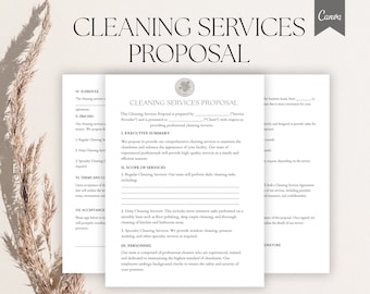 Bearbeitbare Reinigungsvorschlagsvorlage, Geschäftsvorschlagsvorlage für die Reinigung, kommerzielle Reinigungsvorschlagsform Pdf, Canva