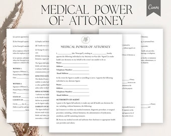 Editable Medical Power of Attorney (MPOA) Form, Health Care Surrogate Designation, Healthcare Proxy Forms, Advance Directive Pdf,Canva