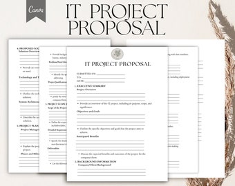 Sjabloon voor IT-projectvoorstel, digitaal projectvoorstelformulier Pdf, Canva