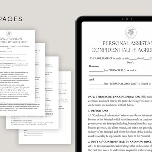 Editable Personal Assistant Confidentiality Agreement, Assistant Non ...