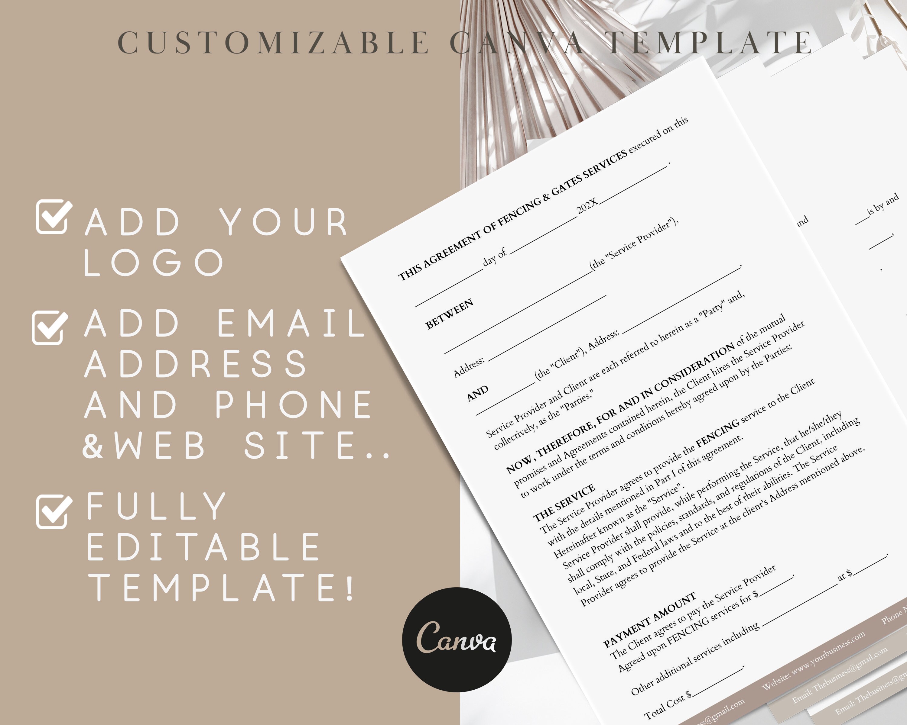 Fencing Contract Template, Fencing and Gates Install Agreement, Fencing ...
