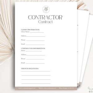 Contractor Contract Template, Freelance Contractor Form , Editable Contractor Agreement Template,  Independent Construction Contract, Canva