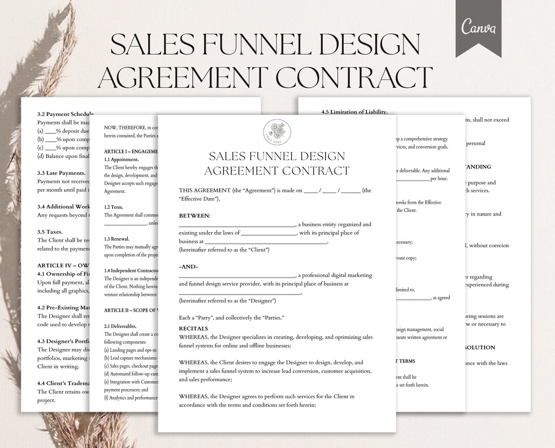 Sales Funnel Design Agreement Contract, Funnel Builder Contract ...