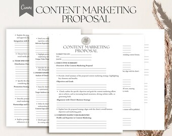 Content Marketing Proposal, Content Marketing Services, Proposal Template, Client Proposal, Pdf, Canva